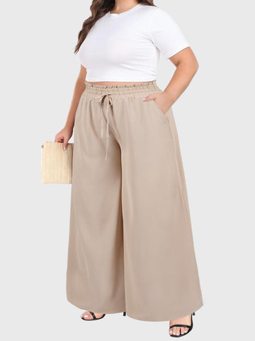 Woochic Pantalon Femme Large Taille Haute Bohème Élégant